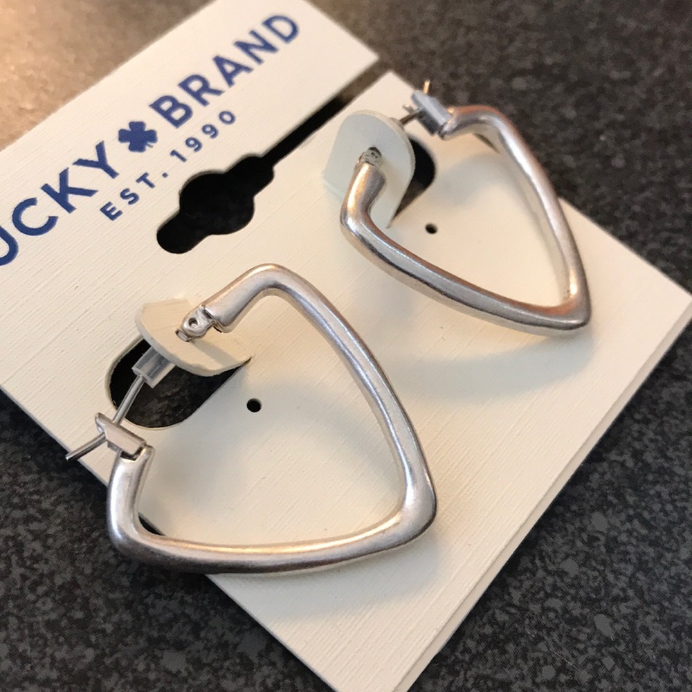 LAST PAIR! NEW silver triangle hoop earrings- - Picture 3 of 5